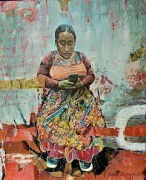 Meksykanka w nowojorskim metro, akryl, płótno